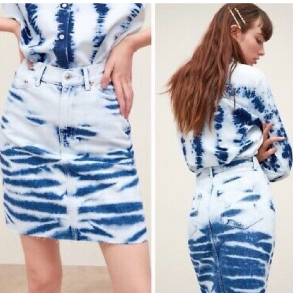 Zara Denim Tie Dye Skirt